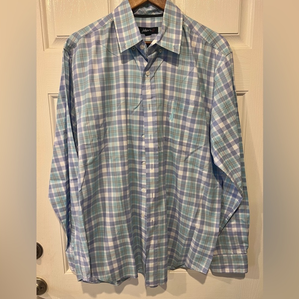 Johnnie-O size large, plaid long sleeves button up shirt